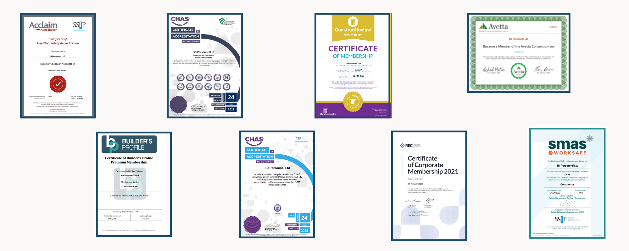 3D Personnel About Us - Construction Employment Agency - Accreditations