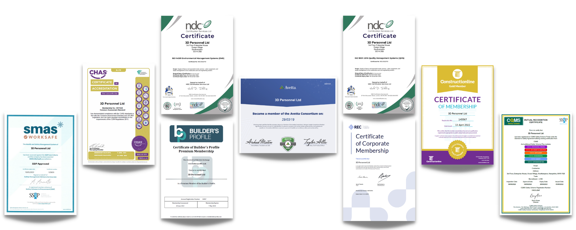 3D various certificates graphic
