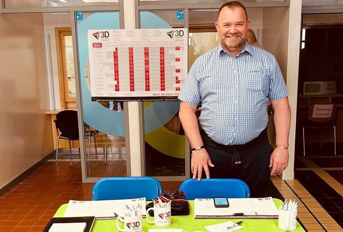 Kieran Kelleher at a recruitment fair stand