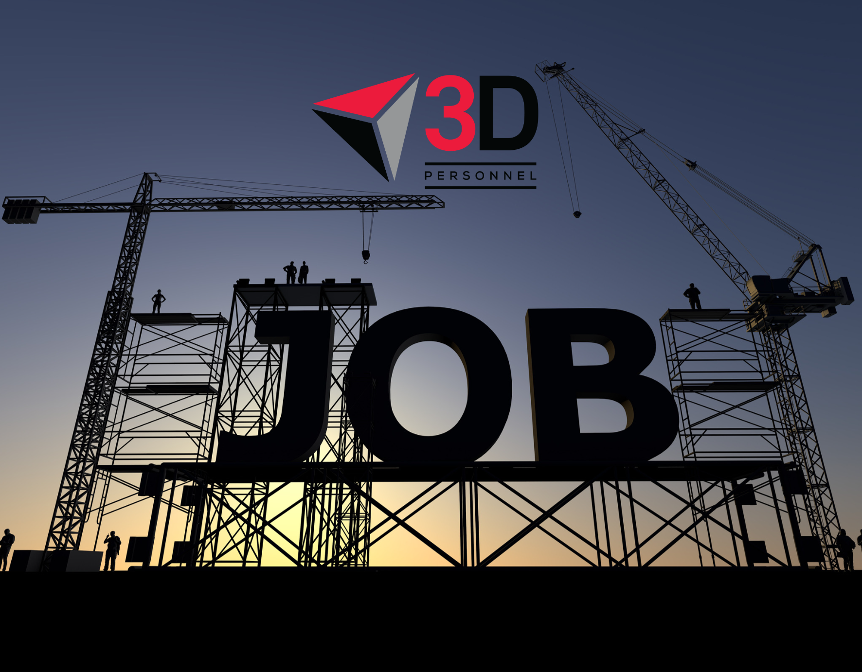 3D Construction site silhouette with 3D logo