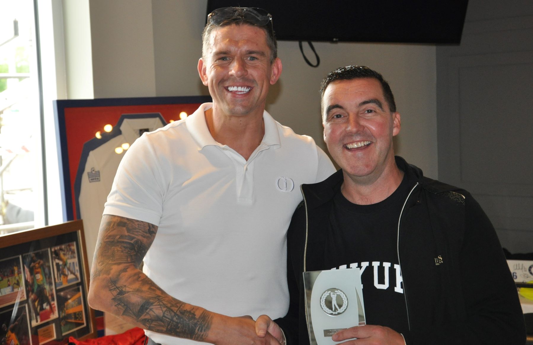 3D Personnel - Nathan Challis, owner of Chapter 8 and Damian Doherty at the presentation ceremony 