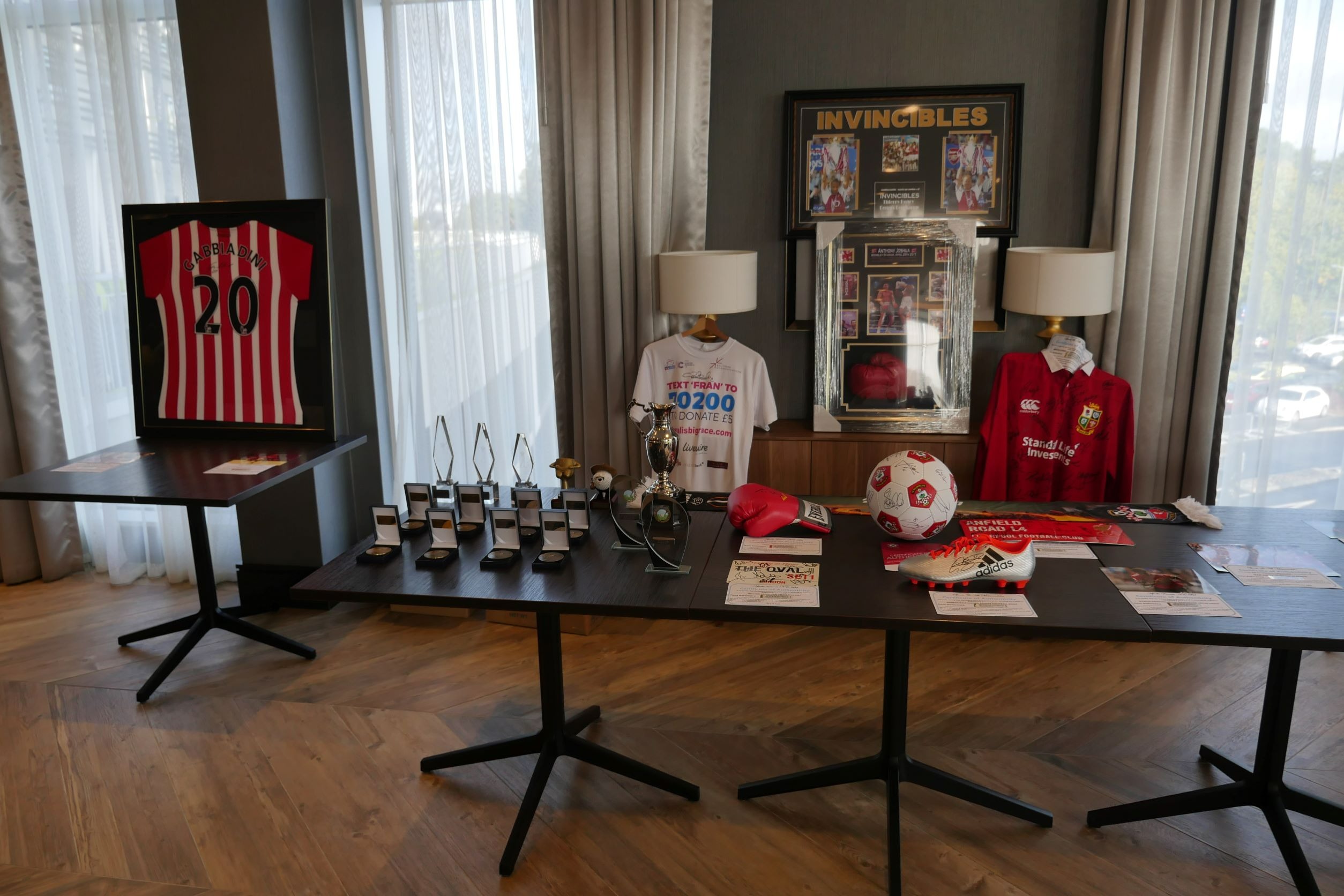 A display of Auction items from the inaugural 3D Personnel hosted event in 2017 